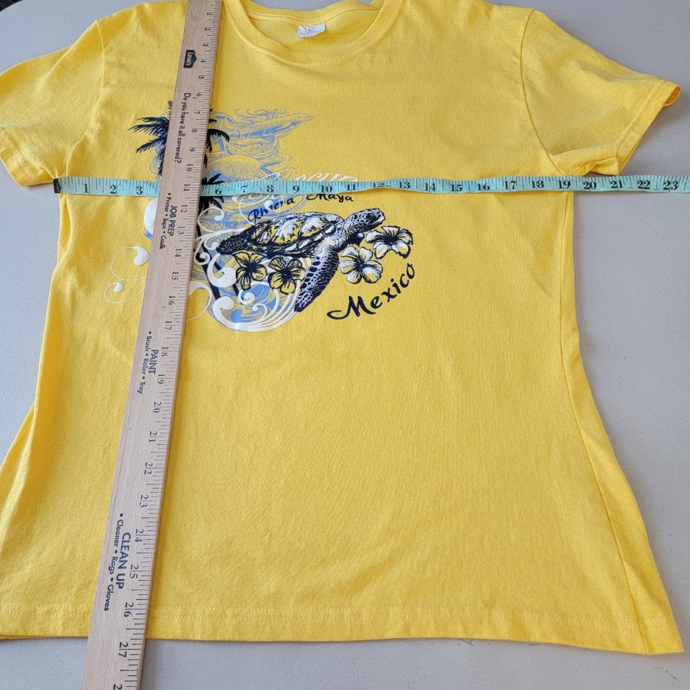 Yazbek Ella Graphic Tee Cancun Mexico Gold XL Short Sleeve Top - Picture 8 of 11